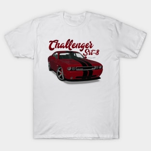 Challenger Srt-8 Bordeux Stripe Front T-Shirt